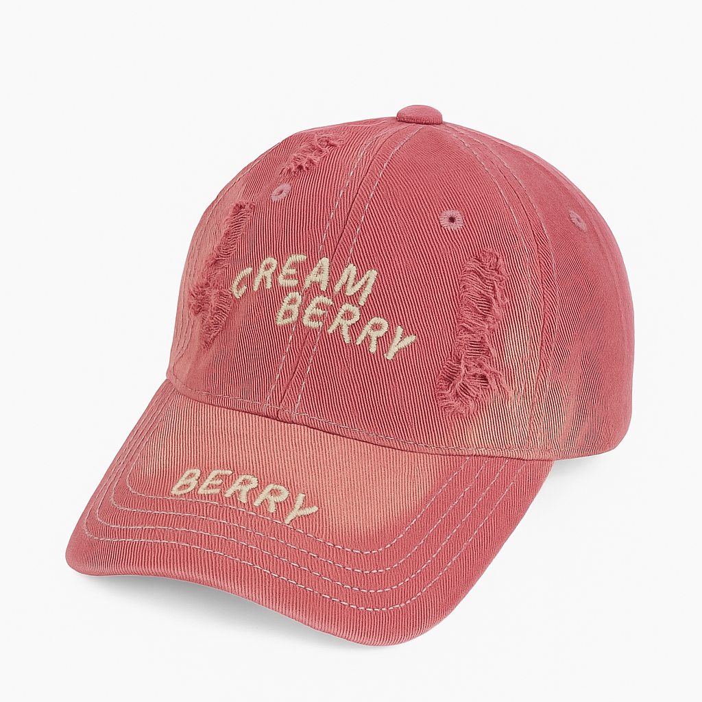 Cream Berry Distressed Cap
