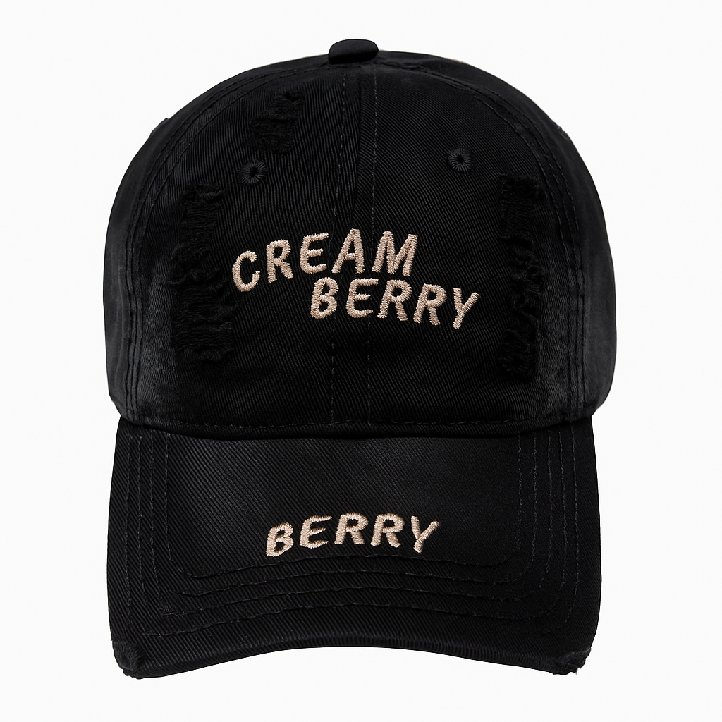 Cream Berry Distressed Cap