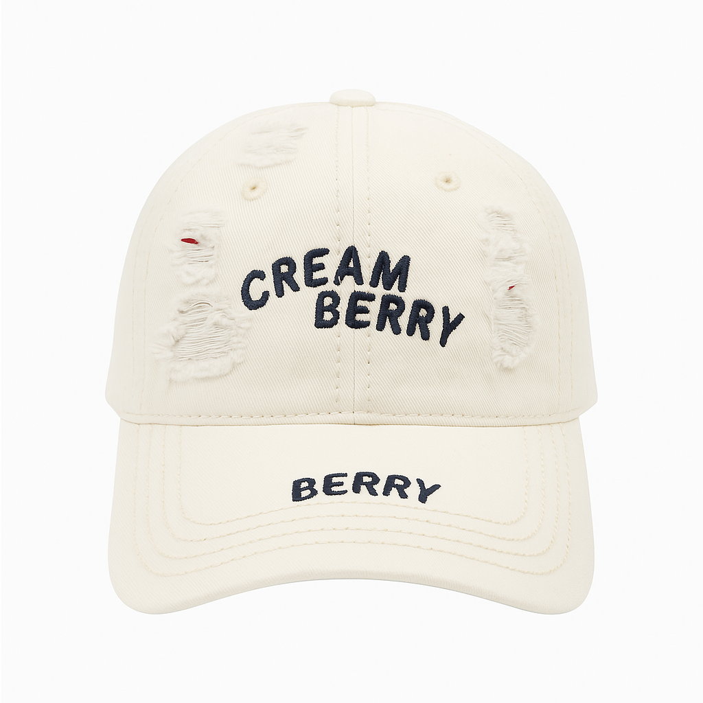 Cream Berry Distressed Cap