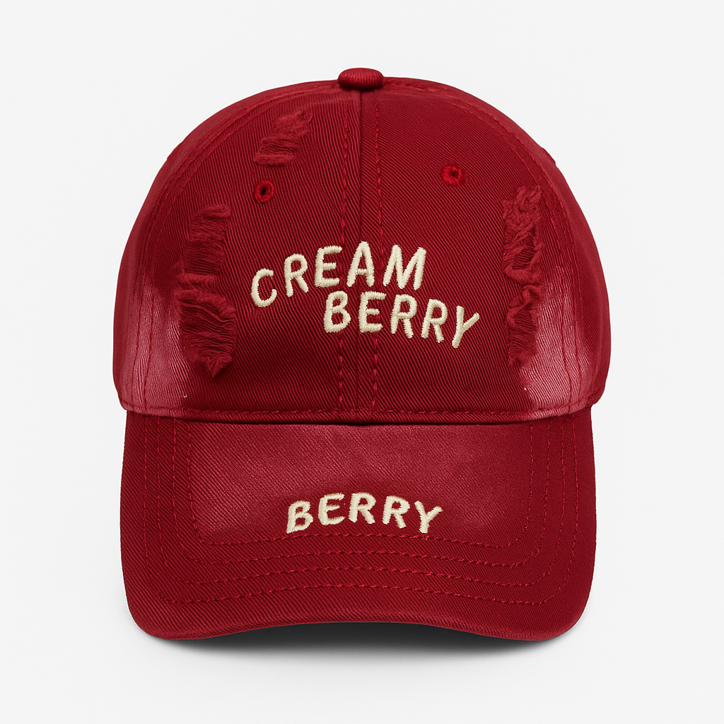 Cream Berry Distressed Cap