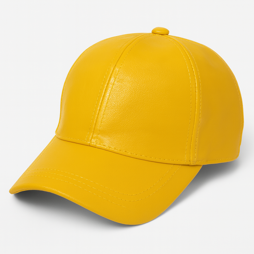 Cream Faux Leather Cap