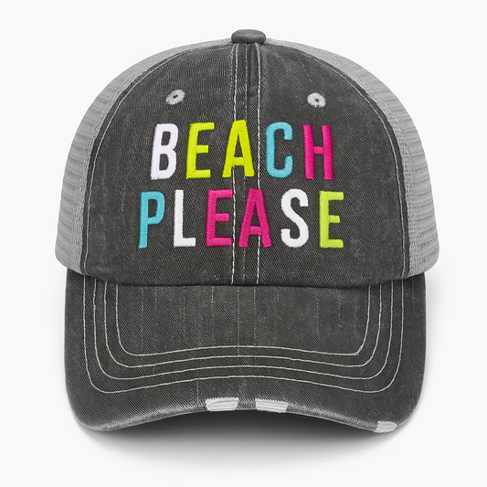 Beach Please Distressed Cap