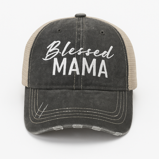Blessed Mama Distressed Cap