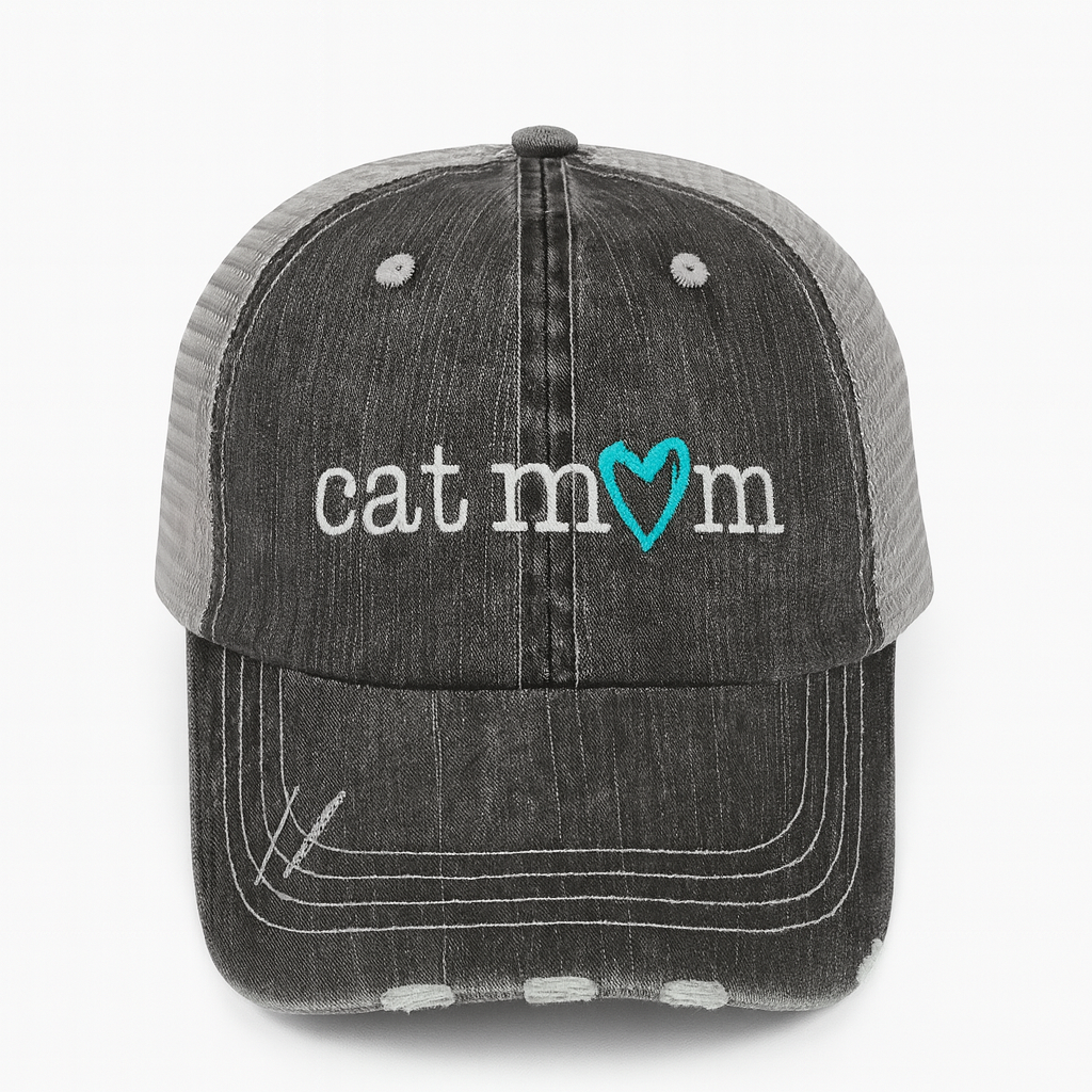 Cat Mom Distressed Cap