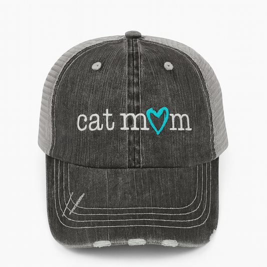 Cat Mom Distressed Cap