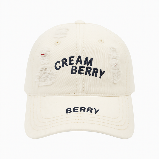 Cream Berry Distressed Cap