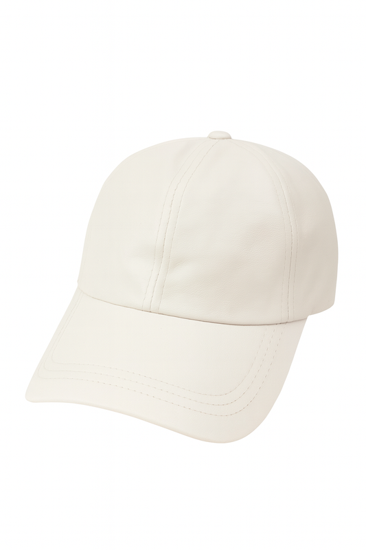Cream Faux Leather Cap