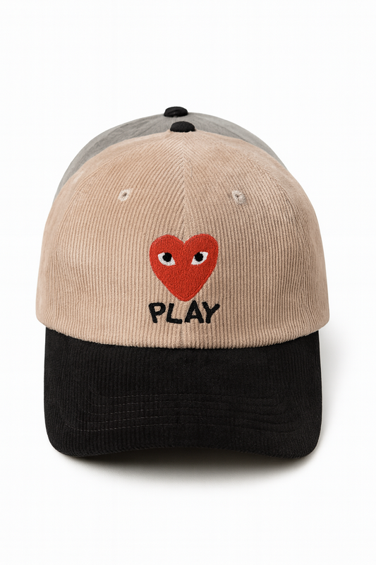 Heart Play Two-Tone Corduroy Baseball Cap